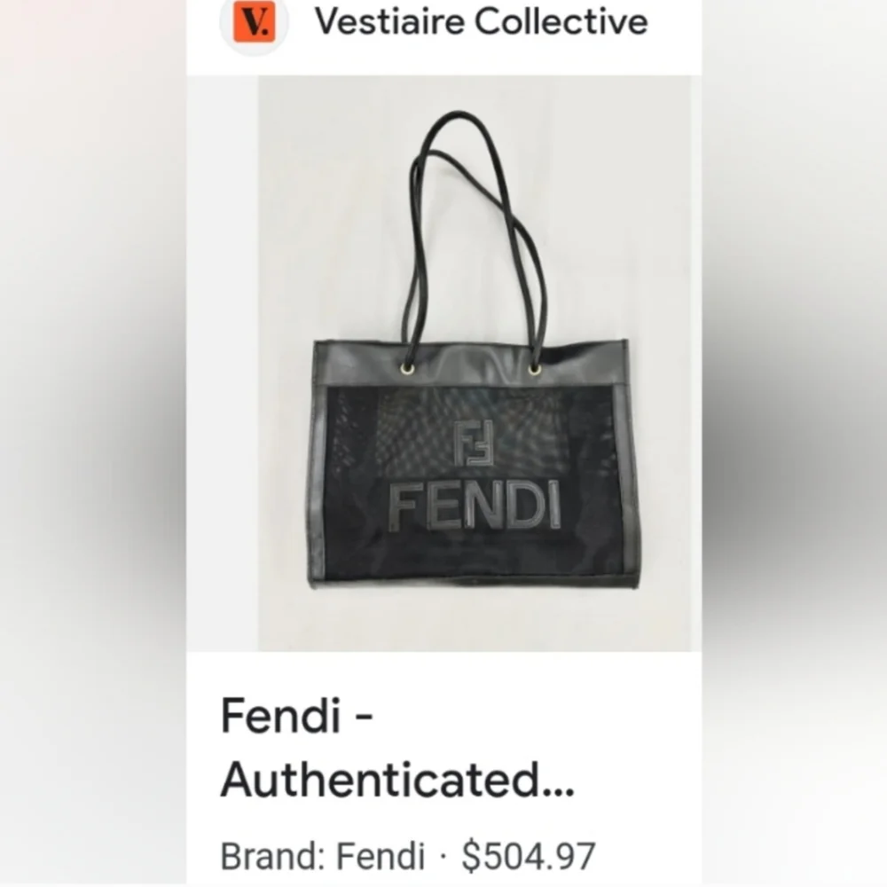 SOLD FENDI AUTHENIC VINTAGE BAG! Made it Italy! Black bag leather & Black mesh! - Picture 6 of 7